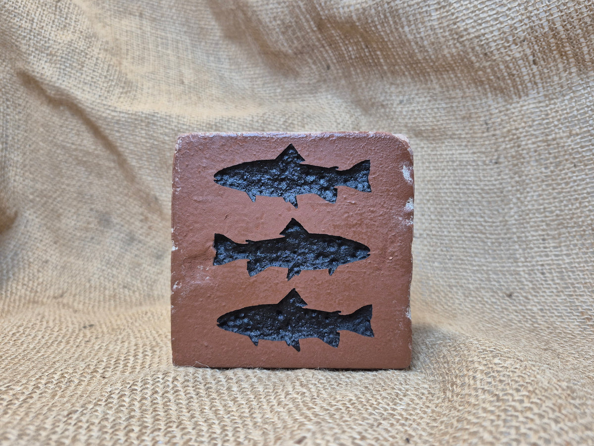 Trout Stream Silhouette Engraved Brick Bookend