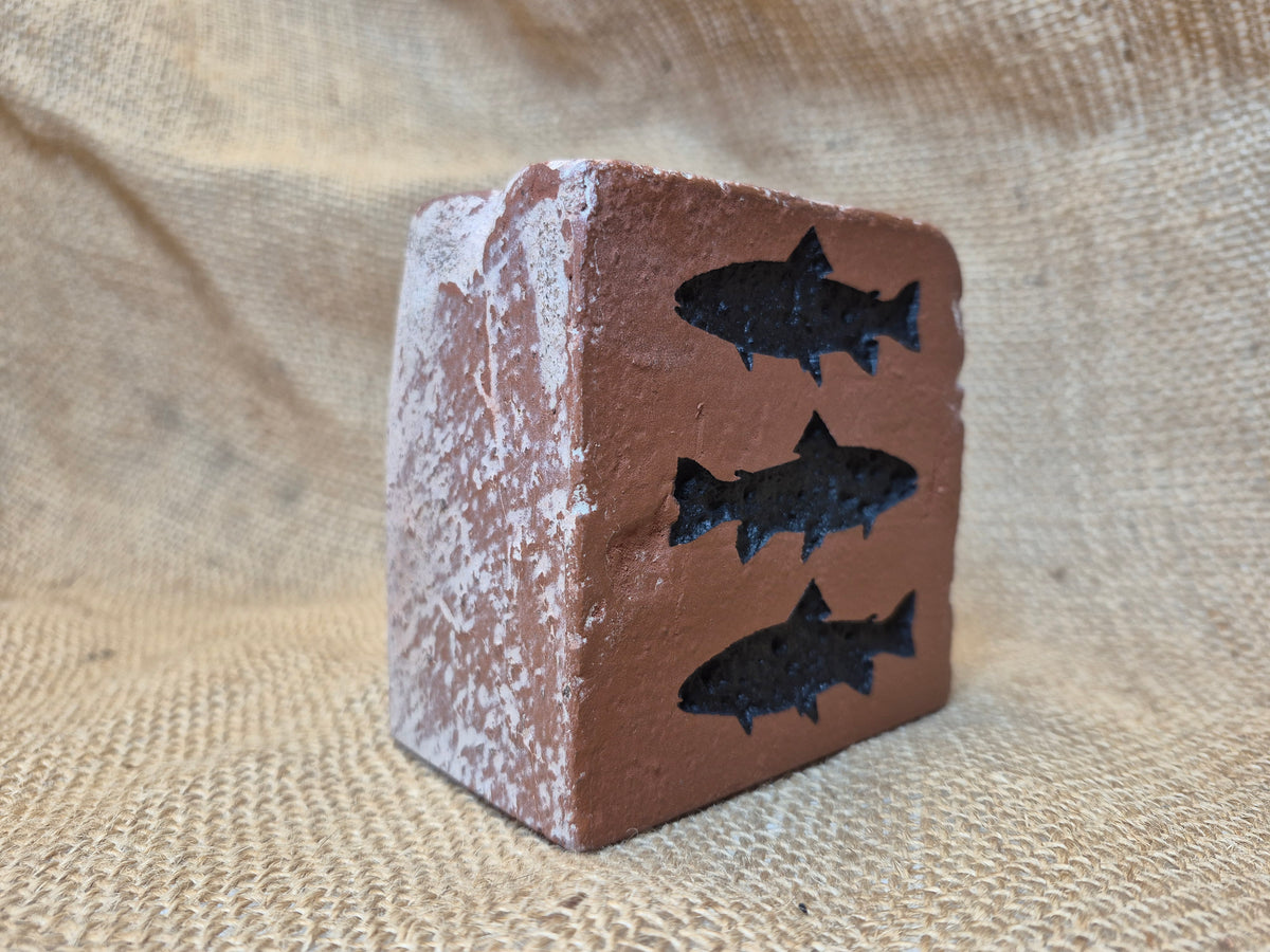Trout Stream Silhouette Engraved Brick Bookend