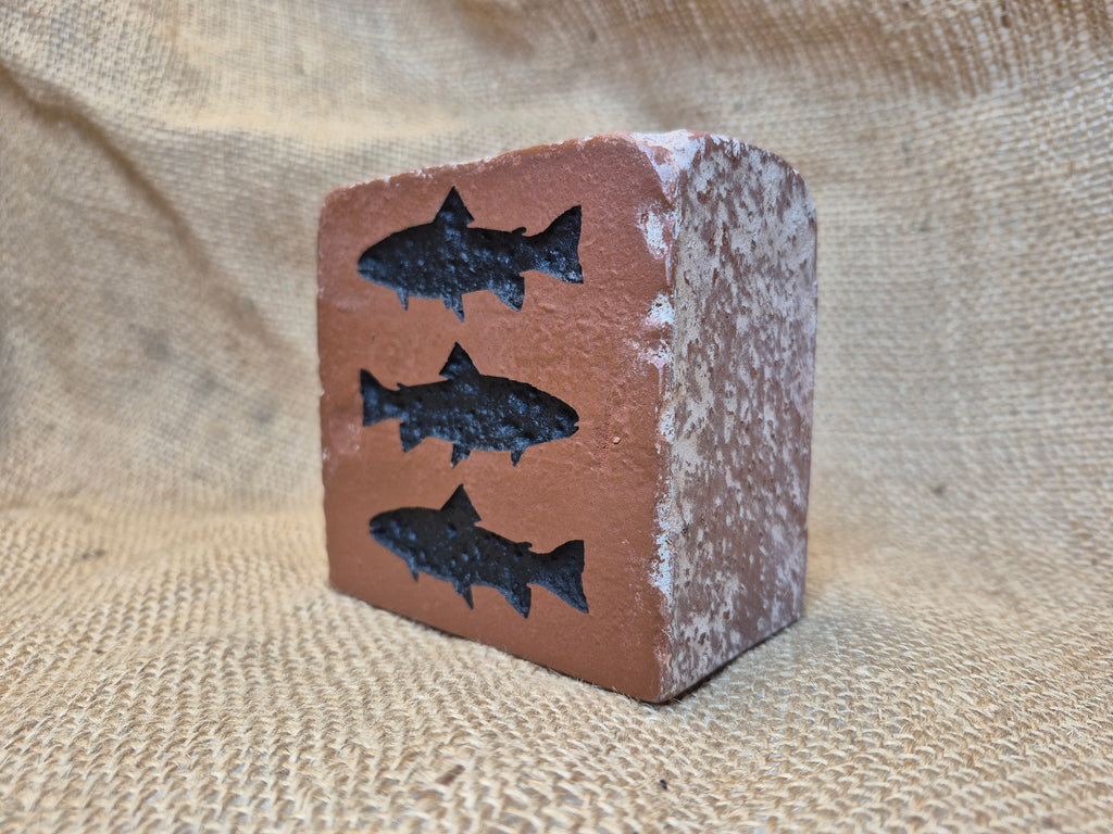 Trout Stream Silhouette Engraved Brick Bookend