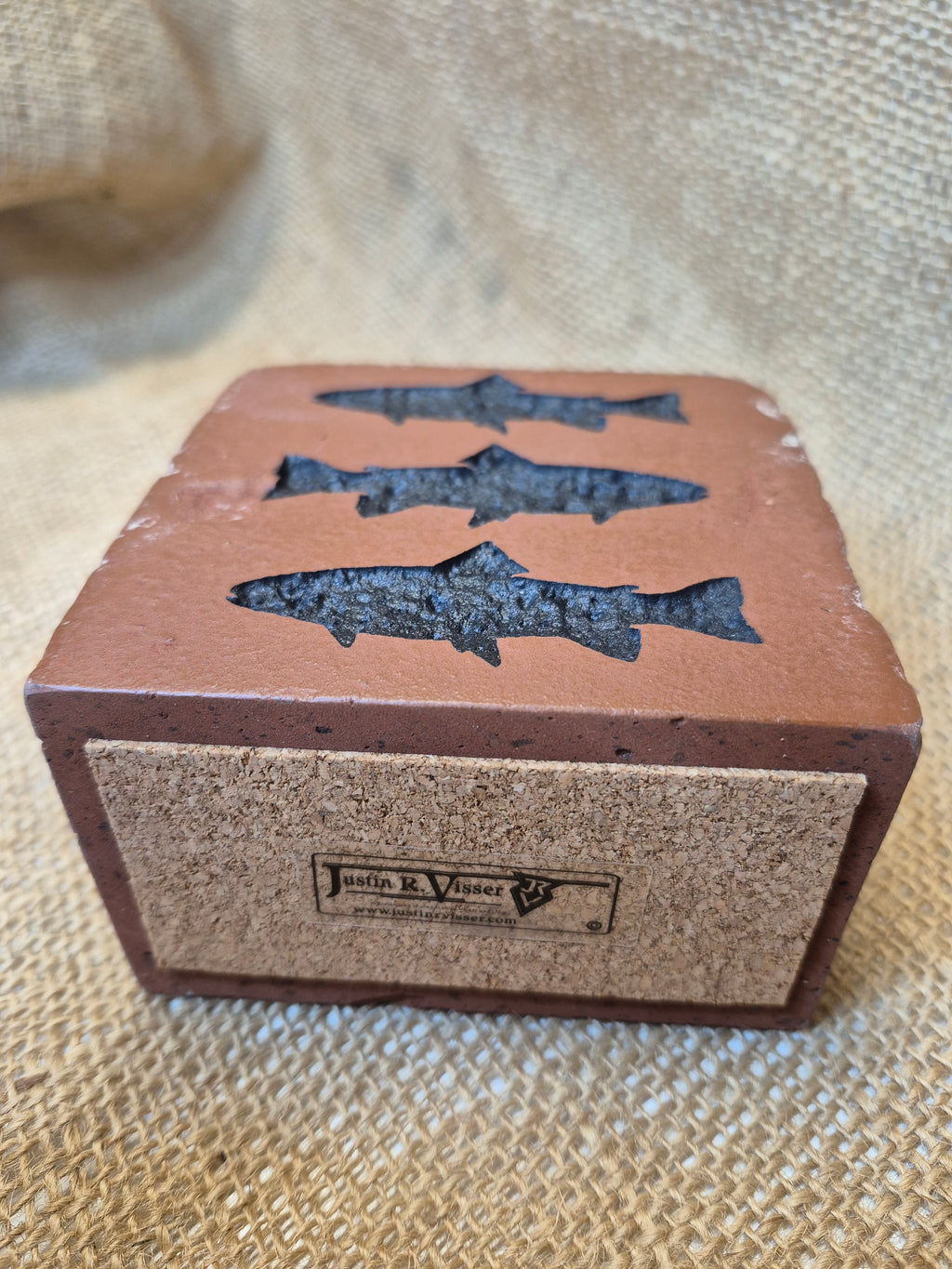 Trout Stream Silhouette Engraved Brick Bookend