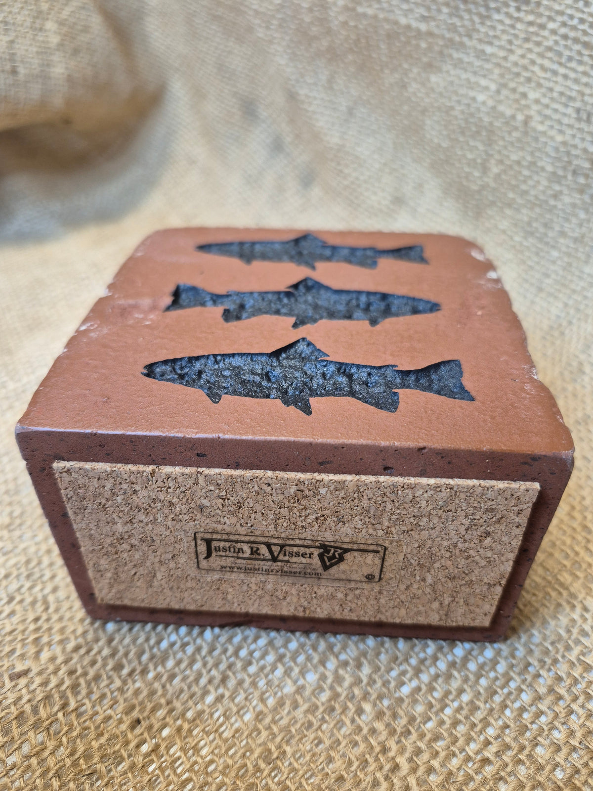 Trout Stream Silhouette Engraved Brick Bookend