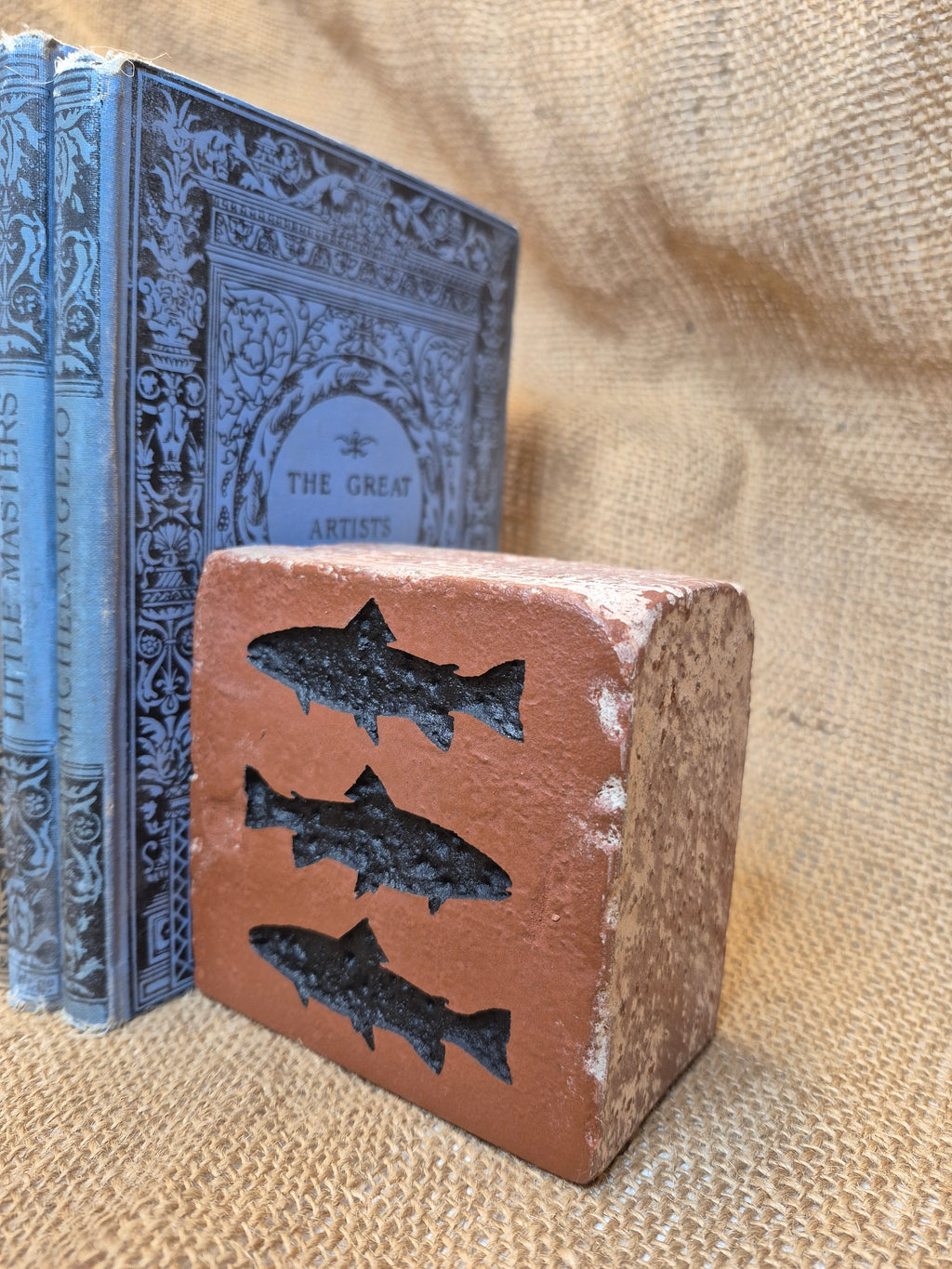 Trout Stream Silhouette Engraved Brick Bookend