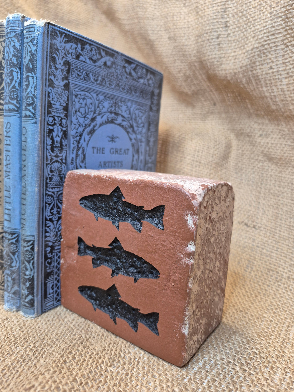Trout Stream Silhouette Engraved Brick Bookend