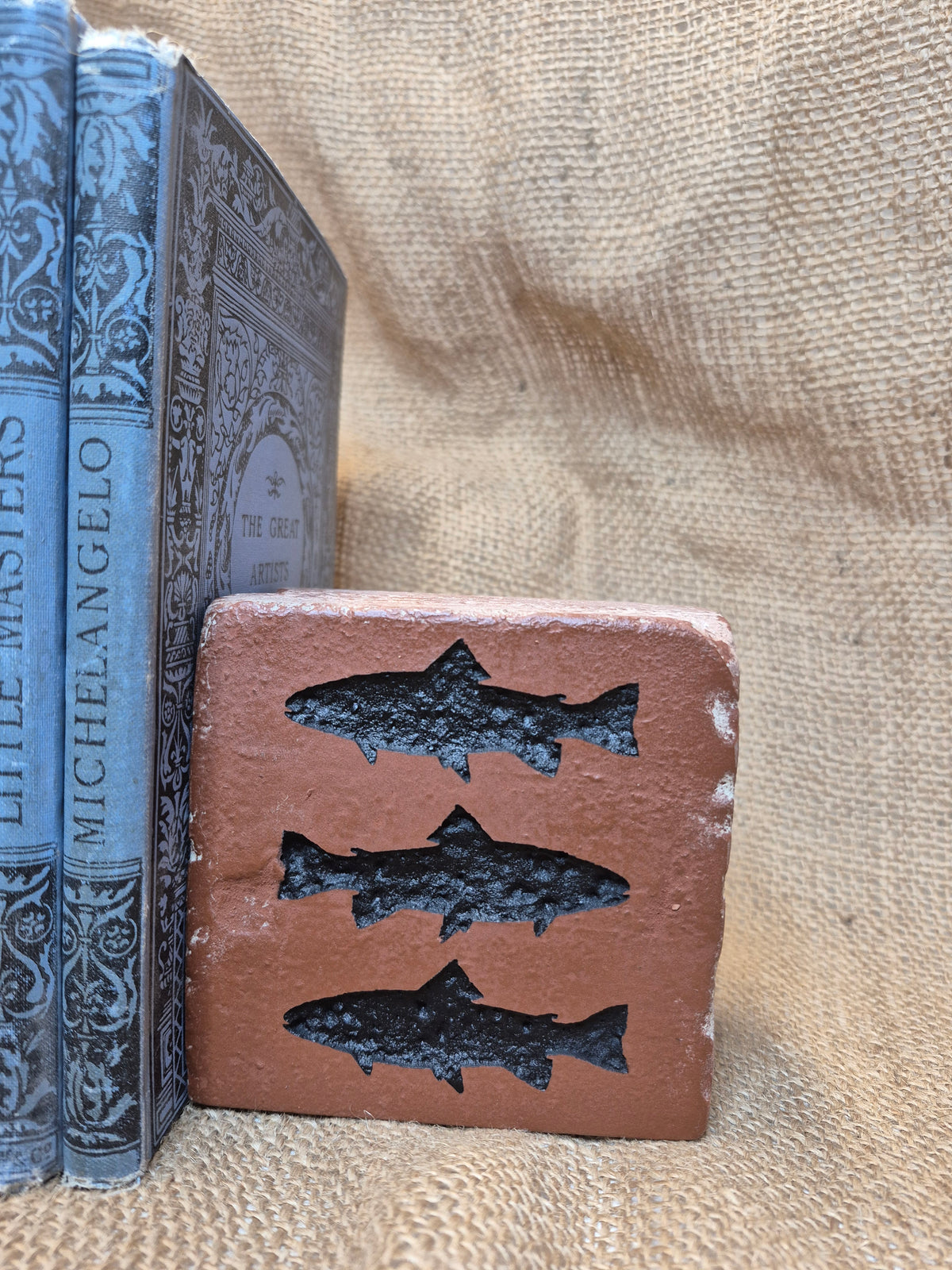 Trout Stream Silhouette Engraved Brick Bookend