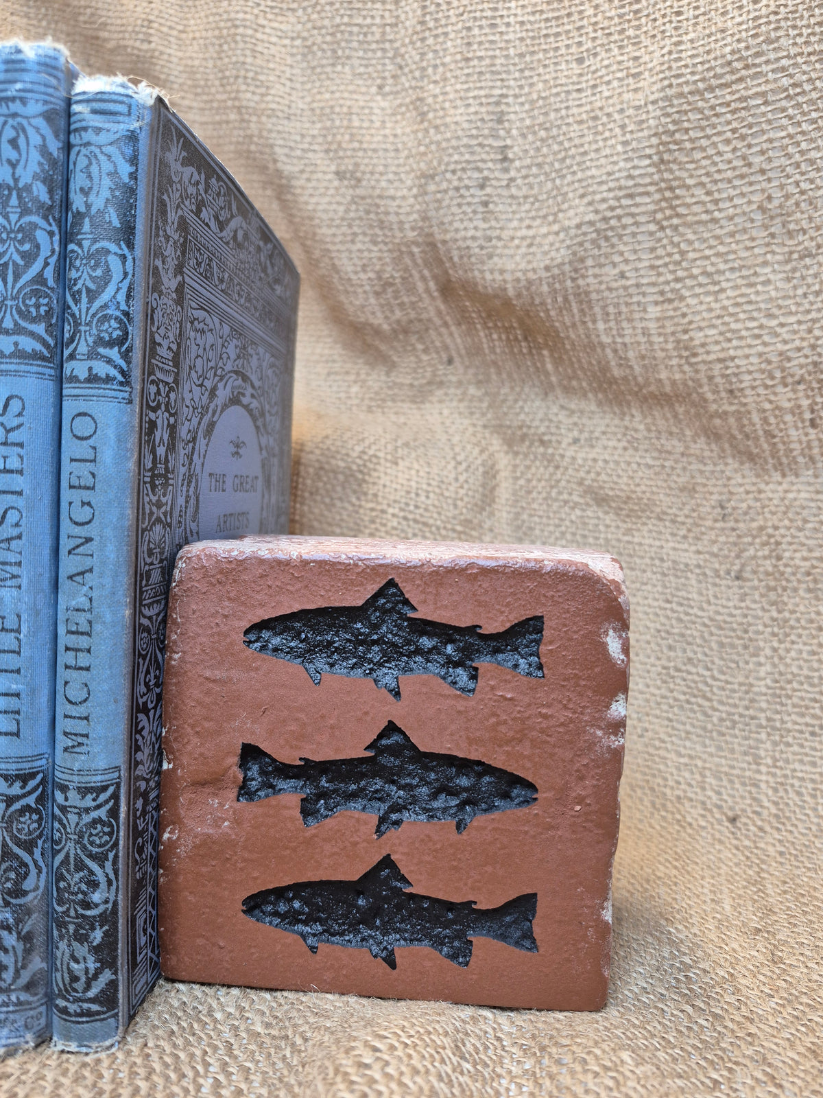 Trout Stream Silhouette Engraved Brick Bookend