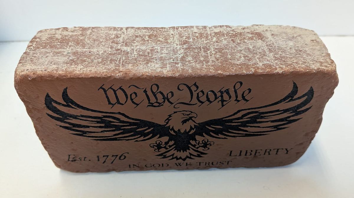 We The People Eagle Engraved Brick Bookend For Home, Office, or Library