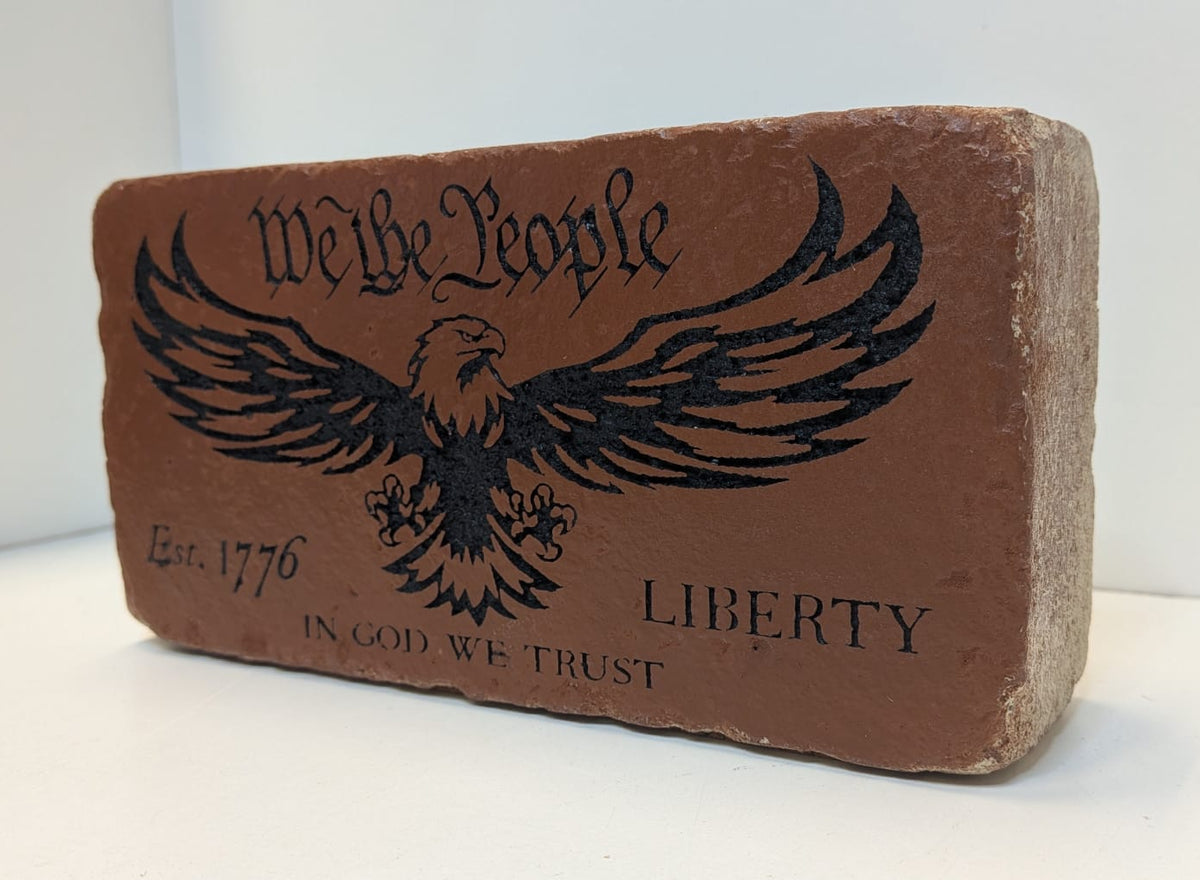 We The People Eagle Engraved Brick Bookend For Home, Office, or Library