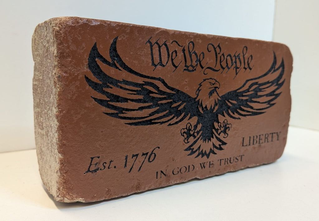We The People Eagle Engraved Brick Bookend For Home, Office, or Library