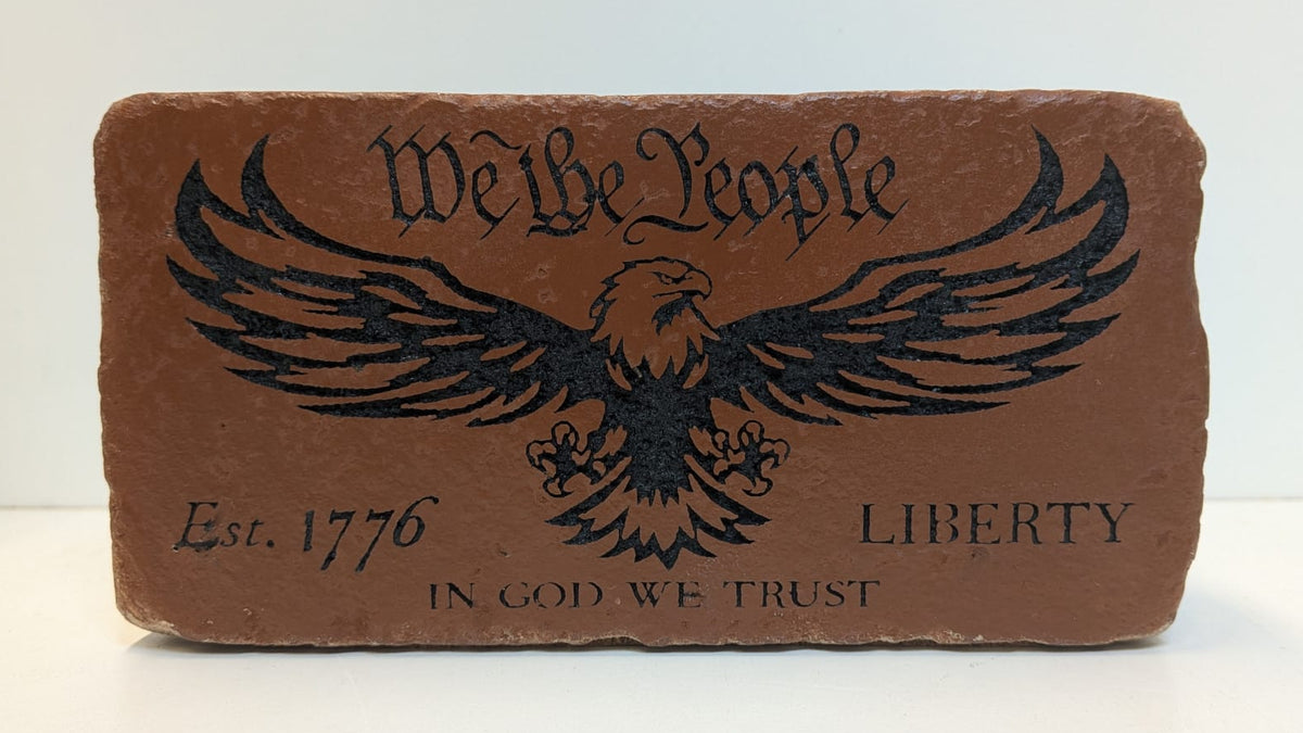 We The People Eagle Engraved Brick Bookend For Home, Office, or Library