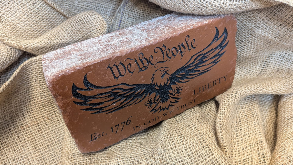We The People Eagle Engraved Brick Bookend For Home, Office, or Library