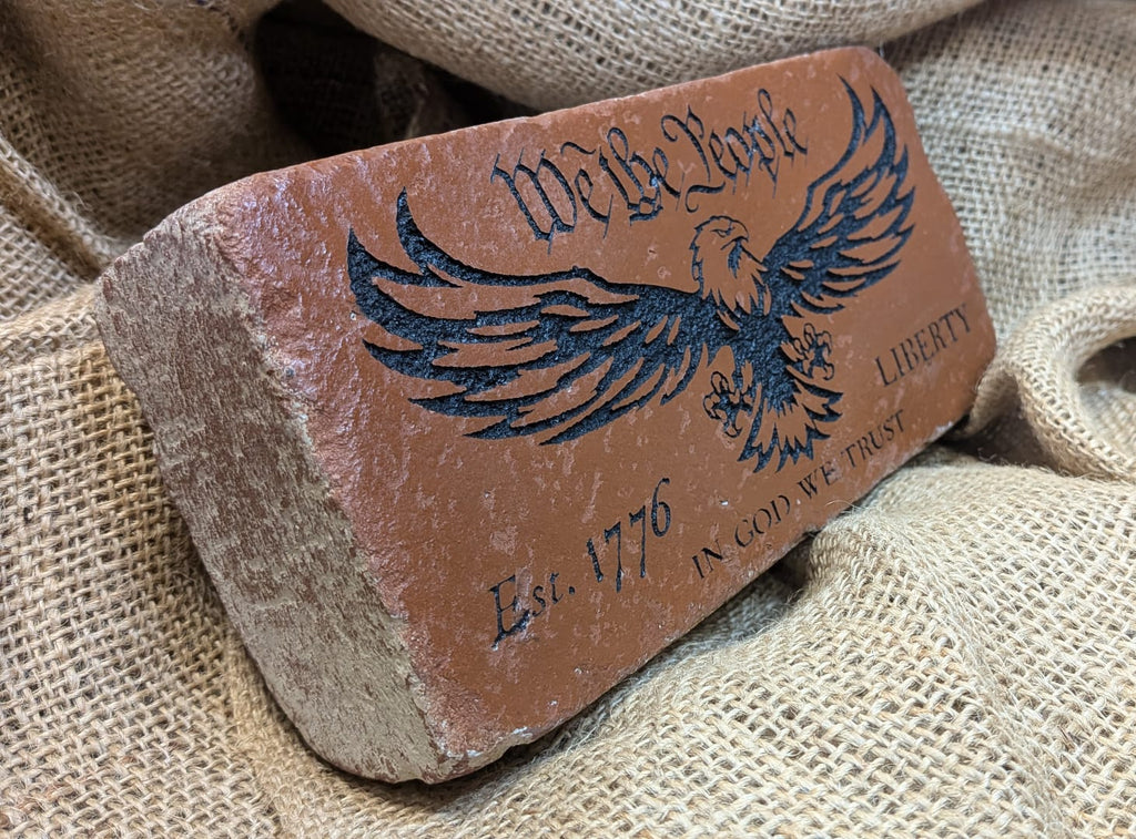 We The People Eagle Engraved Brick Bookend For Home, Office, or Library