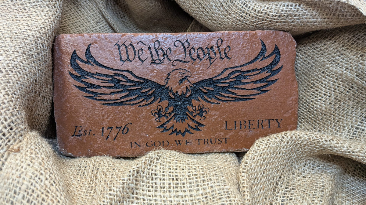 We The People Eagle Engraved Brick Bookend For Home, Office, or Library