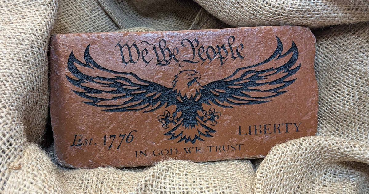 We The People Eagle Engraved Brick Bookend For Home, Office, or Library