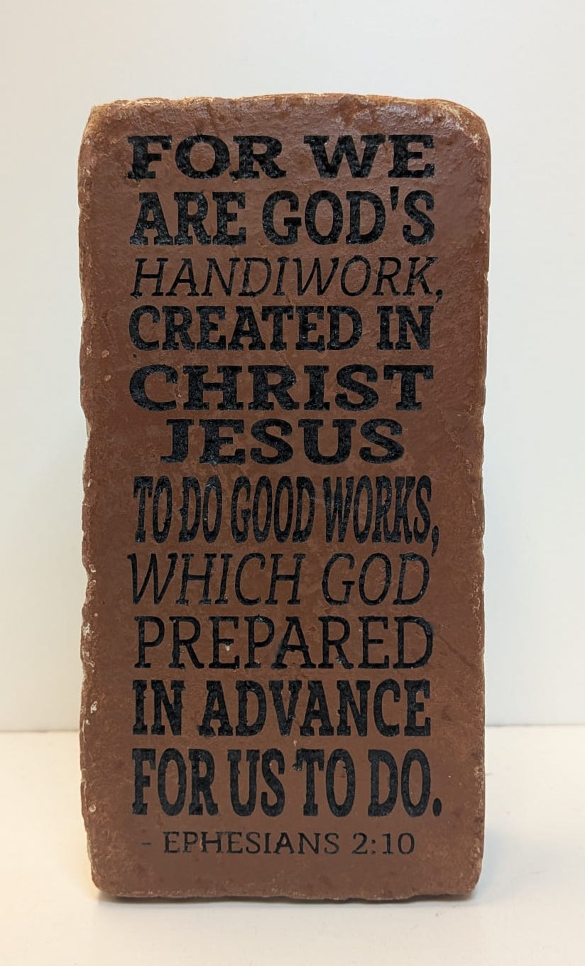 Engraved Brick Bookend, Ephesians 2:10 Scripture Verse