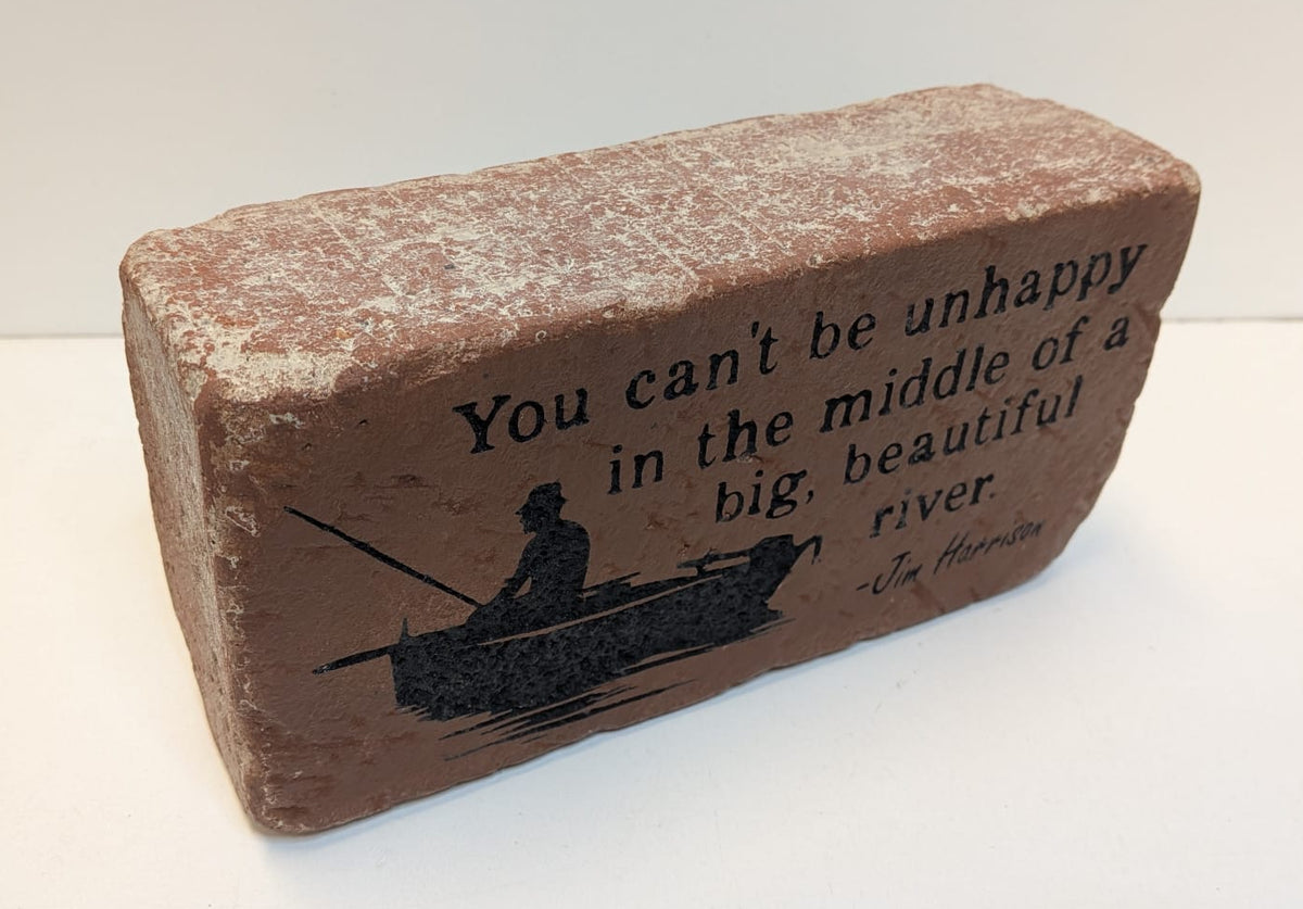 Engraved Brick Bookend: Jim Harrison Quote, Fisherman Gift