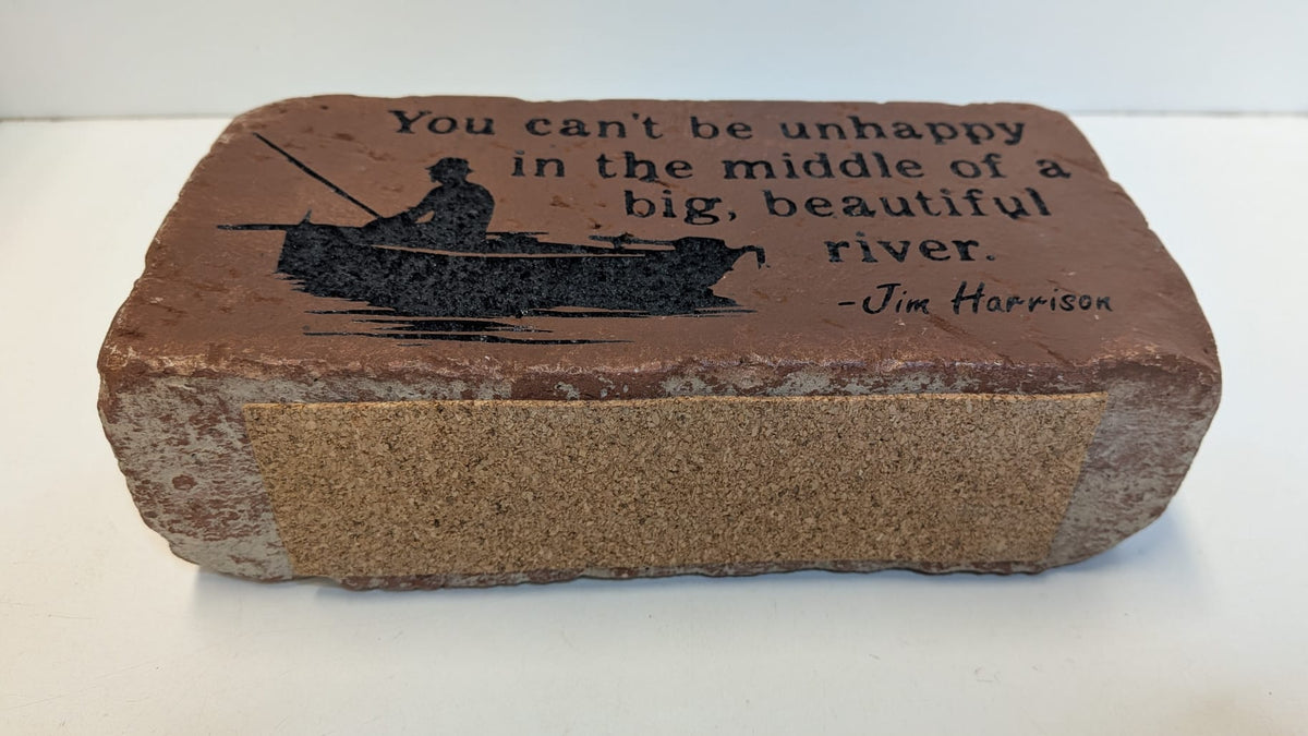 Engraved Brick Bookend: Jim Harrison Quote, Fisherman Gift