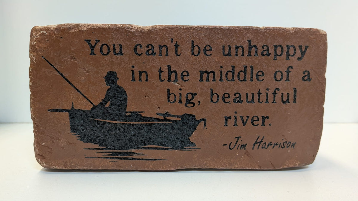 Engraved Brick Bookend: Jim Harrison Quote, Fisherman Gift