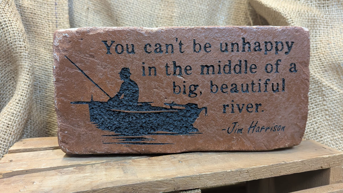 Engraved Brick Bookend: Jim Harrison Quote, Fisherman Gift