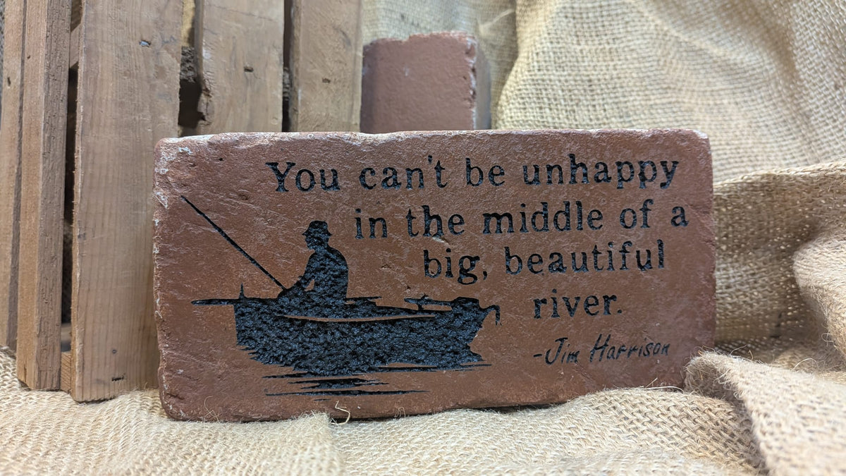 Engraved Brick Bookend: Jim Harrison Quote, Fisherman Gift