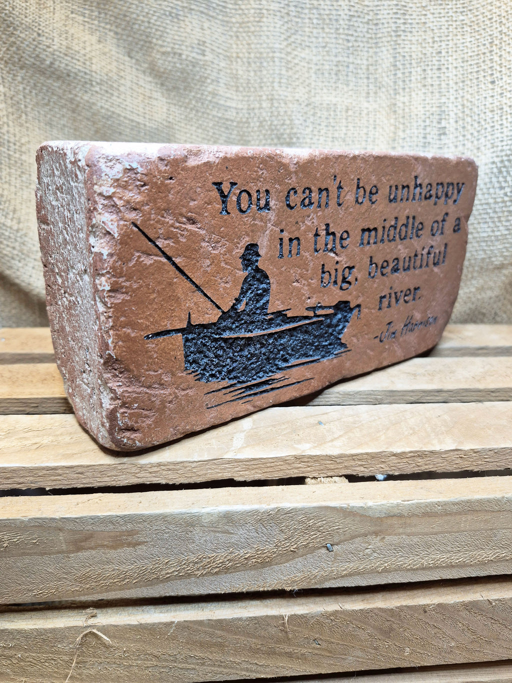 Engraved Brick Bookend: Jim Harrison Quote, Fisherman Gift