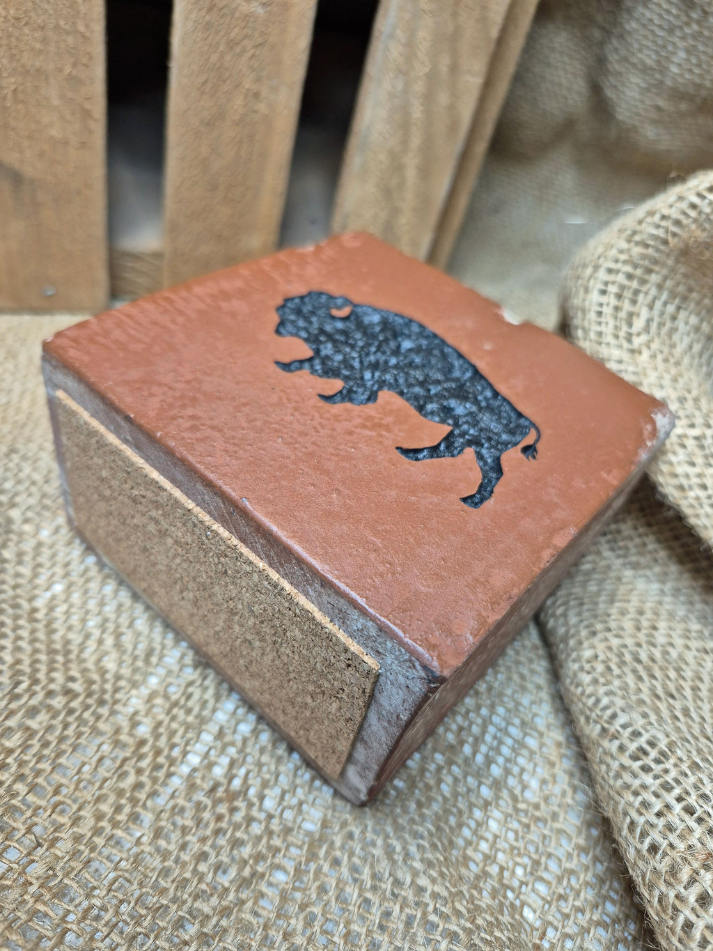 American Bison or Buffalo Engraved Brick Bookend