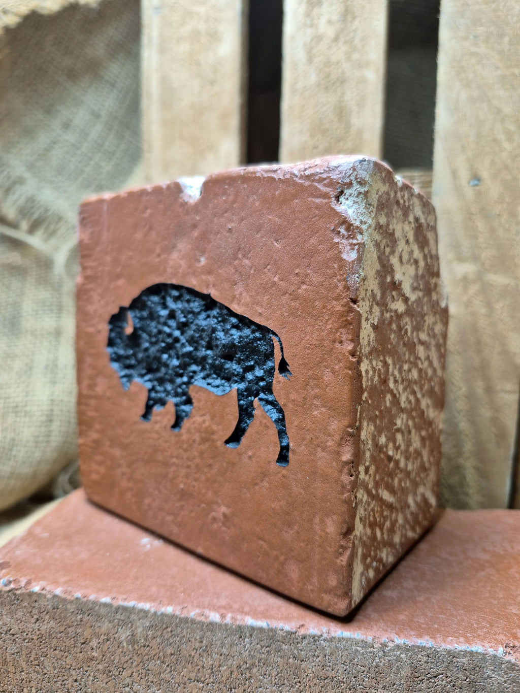 American Bison or Buffalo Engraved Brick Bookend