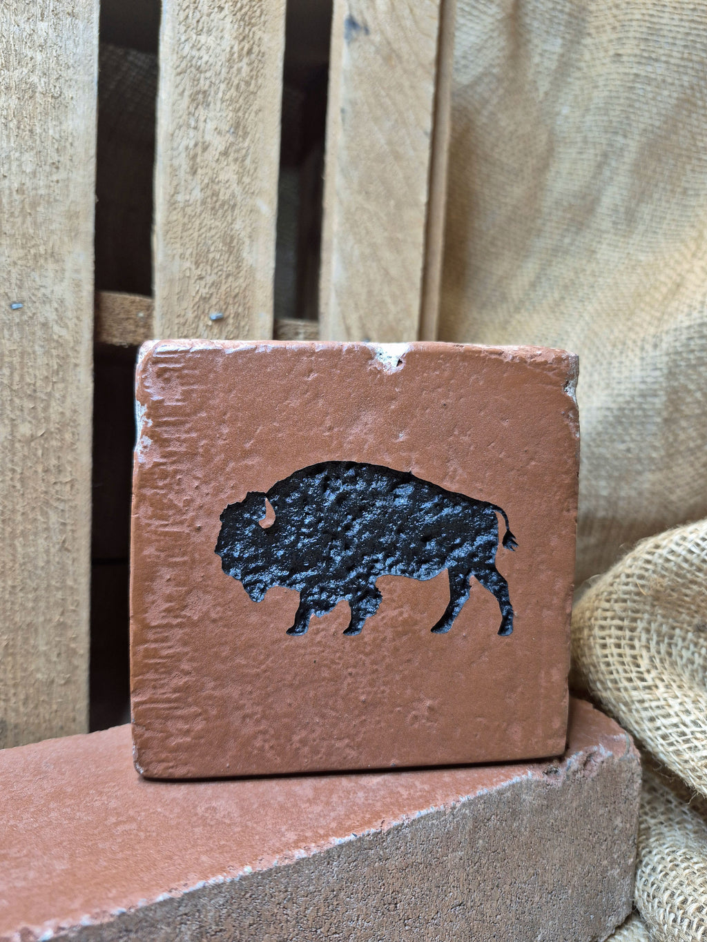 American Bison or Buffalo Engraved Brick Bookend