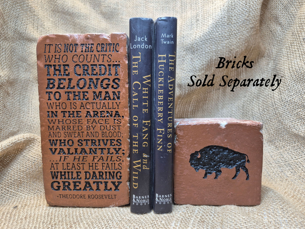 American Bison or Buffalo Engraved Brick Bookend