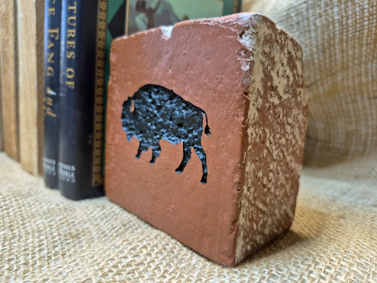 American Bison or Buffalo Engraved Brick Bookend