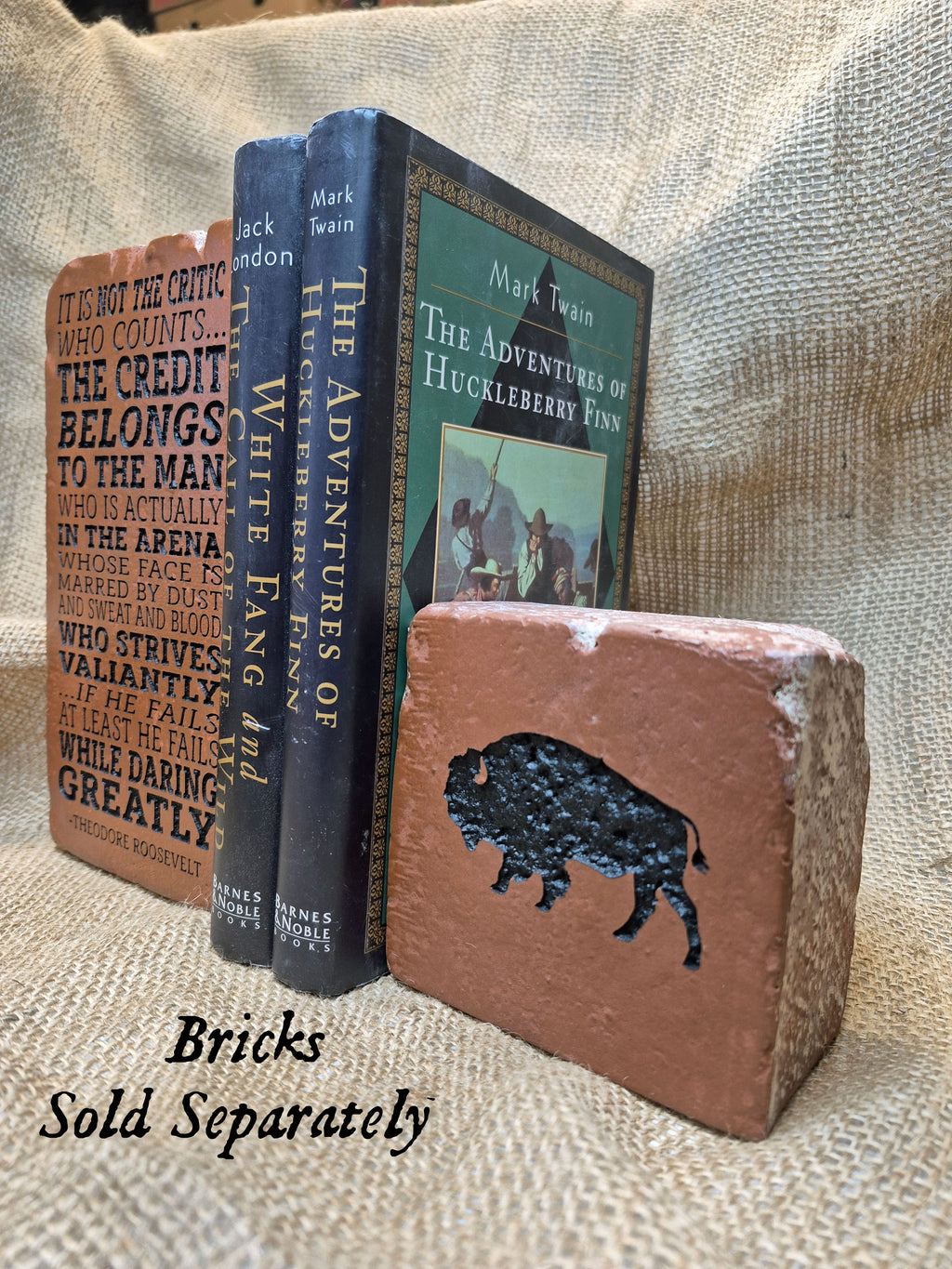 American Bison or Buffalo Engraved Brick Bookend