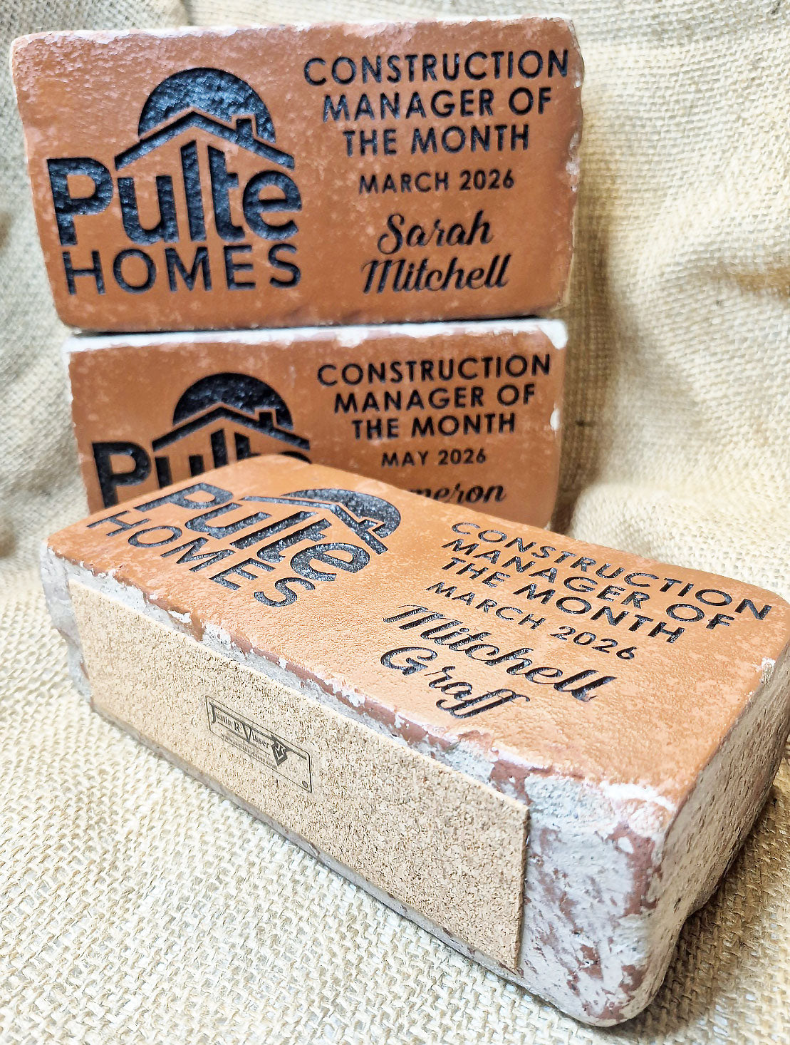 Engraved Brick Awards with Logo and Custom Text