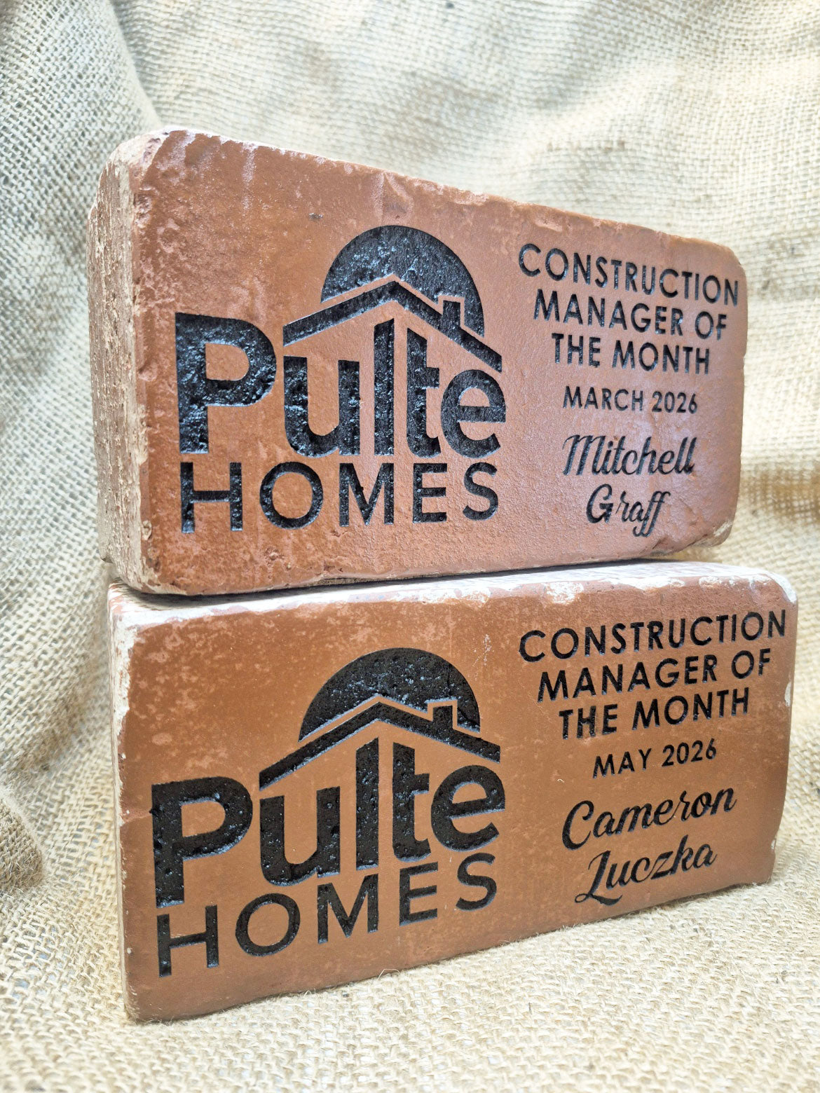 Engraved Brick Awards with Logo and Custom Text