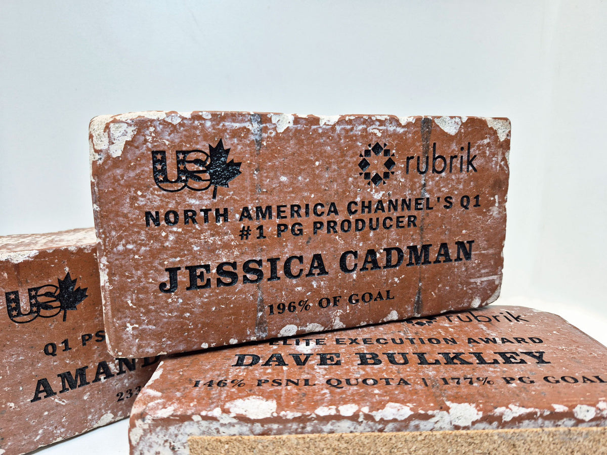 Engraved Brick Awards with Logo and Custom Text