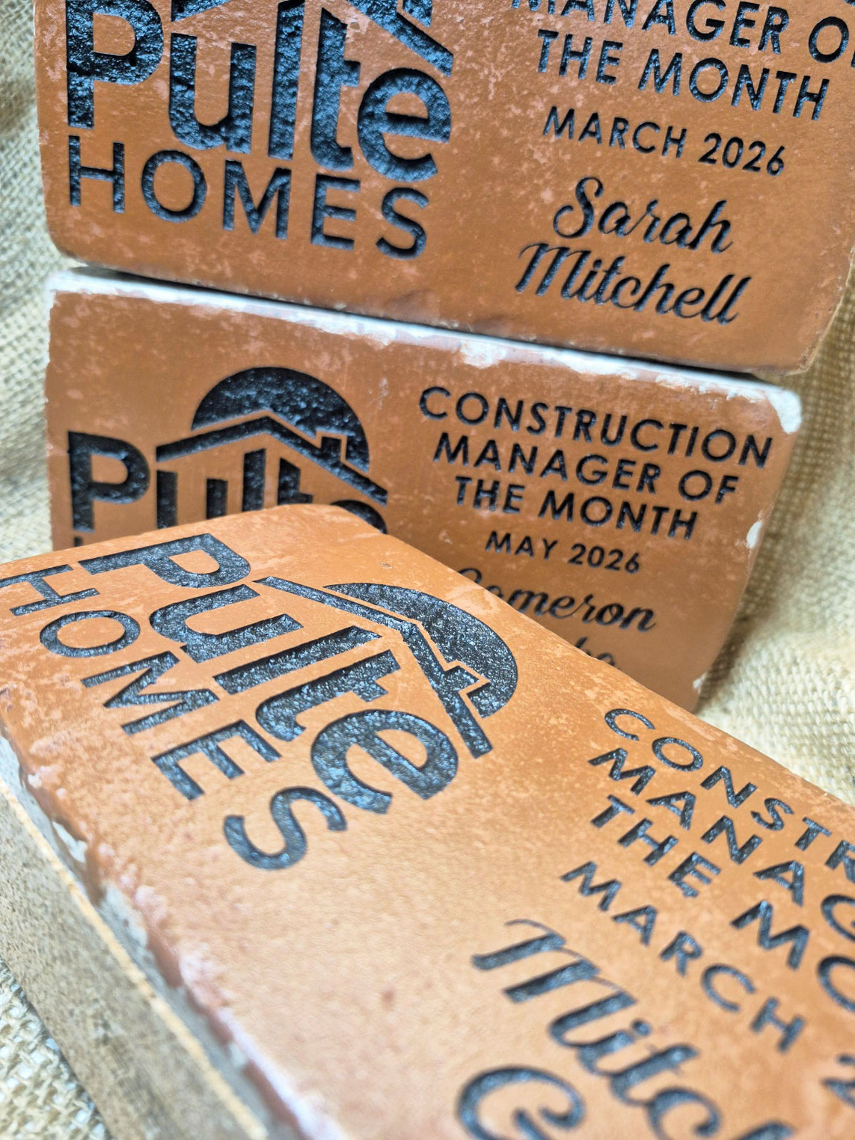 Engraved Brick Awards with Logo and Custom Text