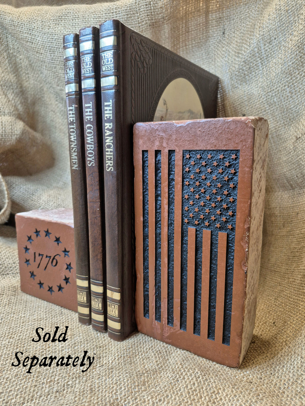 United States Flag Engraved Brick Bookend Home Decor