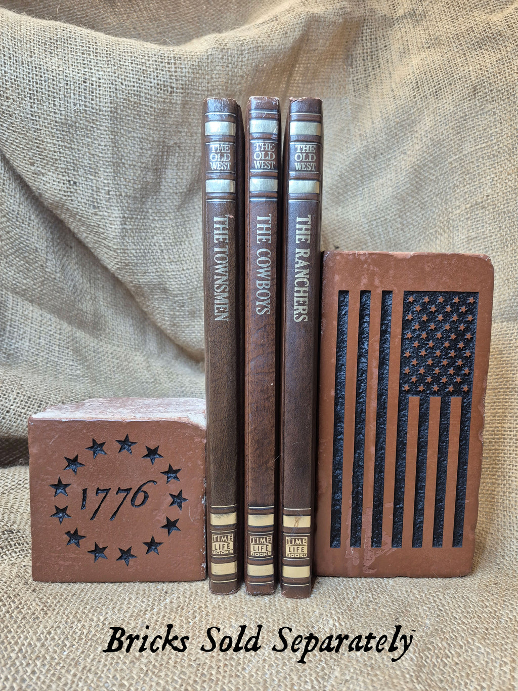 United States Flag Engraved Brick Bookend Home Decor