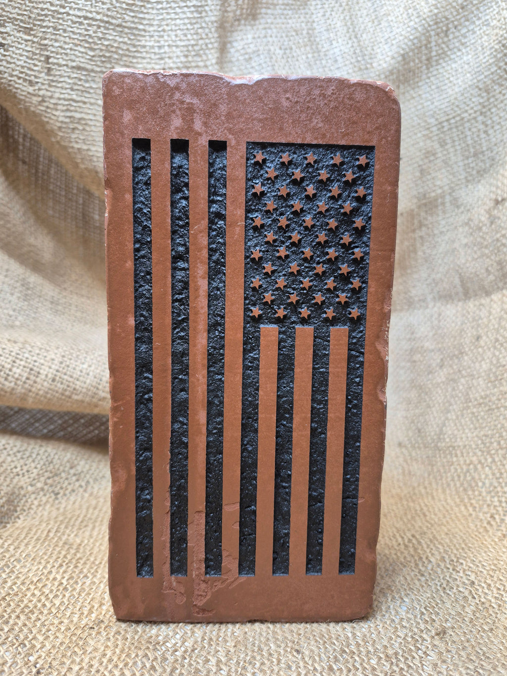 United States Flag Engraved Brick Bookend Home Decor