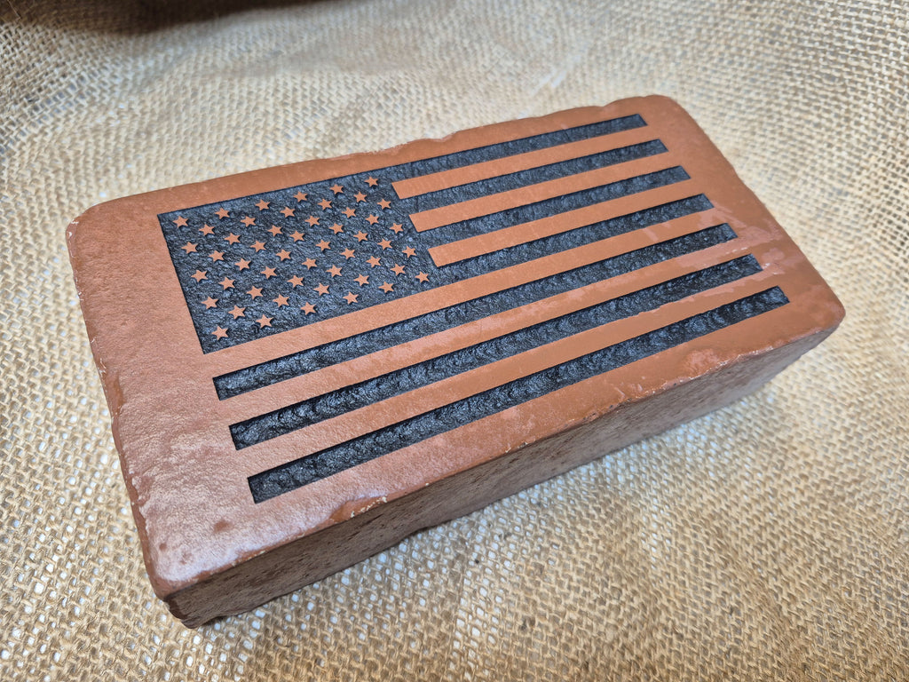 United States Flag Engraved Brick Bookend Home Decor