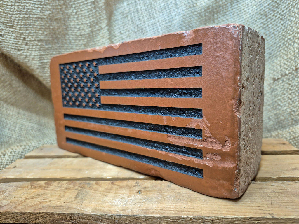 United States Flag Engraved Brick Bookend Home Decor