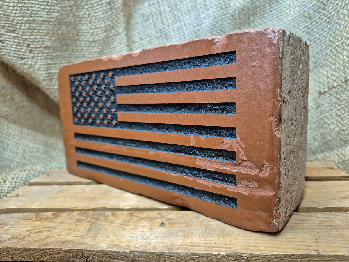 United States Flag Engraved Brick Bookend Home Decor