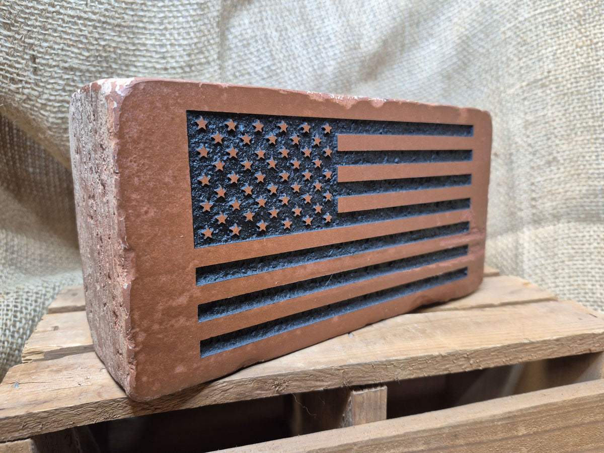 United States Flag Engraved Brick Bookend Home Decor