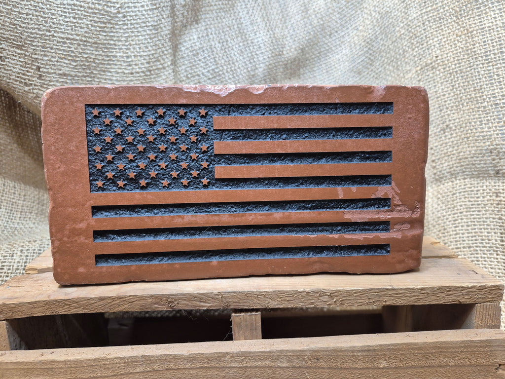 United States Flag Engraved Brick Bookend Home Decor