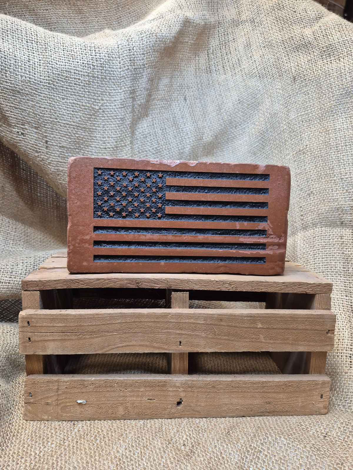 United States Flag Engraved Brick Bookend Home Decor