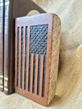 United States Flag Engraved Brick Bookend Home Decor